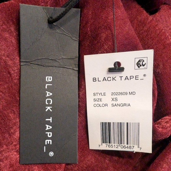 Black Tape_ Sangria Wine Red Tiered Satin Faux Wrap Dress Size XS - Picture 7 of 7